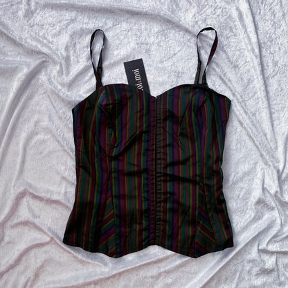 00’s deadstock Toi&Moi jester striped corset 🃏🎪