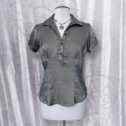 Yessica dark coquette striped shirt 💀