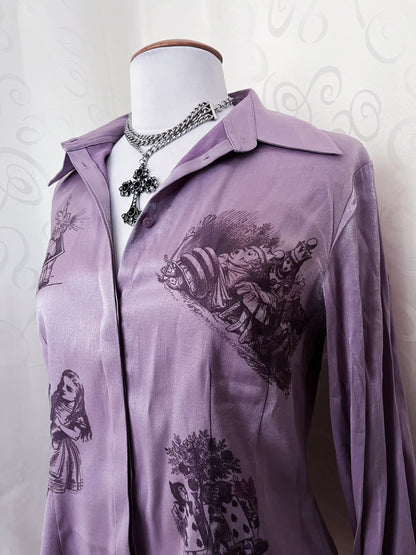 Wonderland Reworked purple shirt 🐇🦷🐛🍰