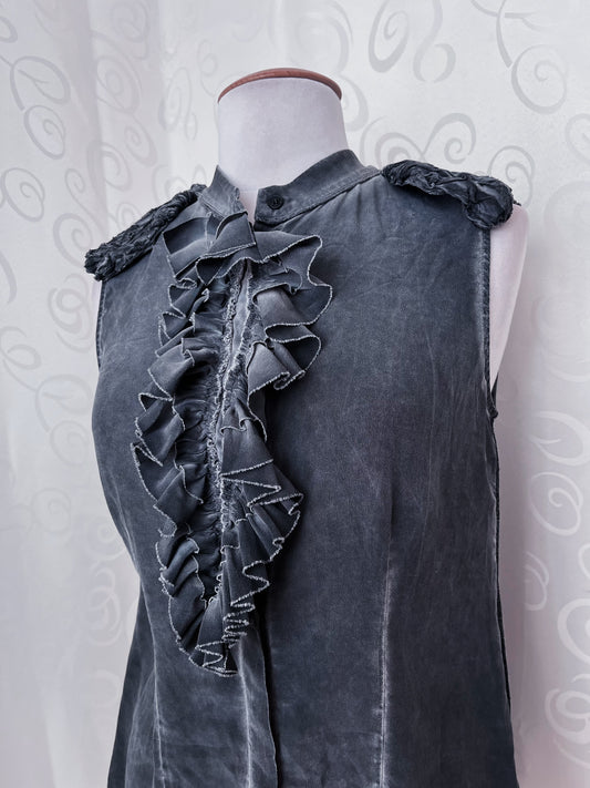 Gothic grey oversize ruffle shirt 🦇