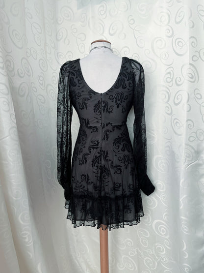 00’s whimsygoth tunic/dress with lacey & velvet embossed details 🦇🔮