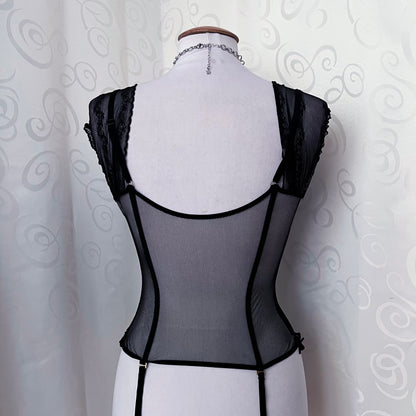 Gothic black mesh corset 🦇