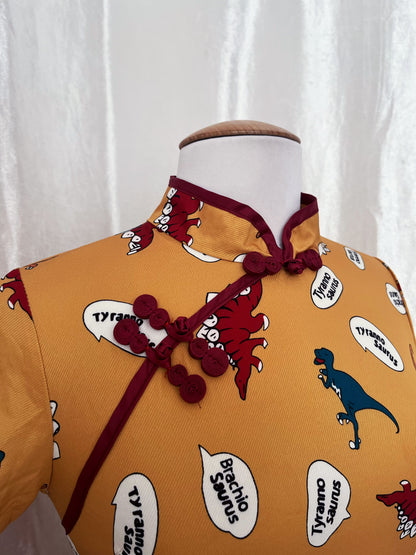 Modern Chinese Cheongsam Qipao dress with dinosaurs print 🦕🦖