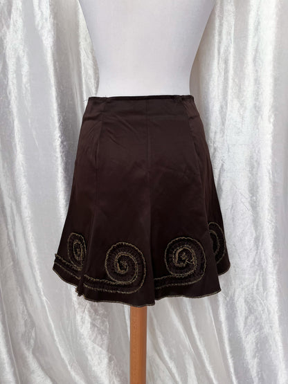 00’s fairy earthcore brown skirt with spiral details 🌀