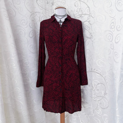Amazing leopard print burgundy shirt dress 🐆🎸