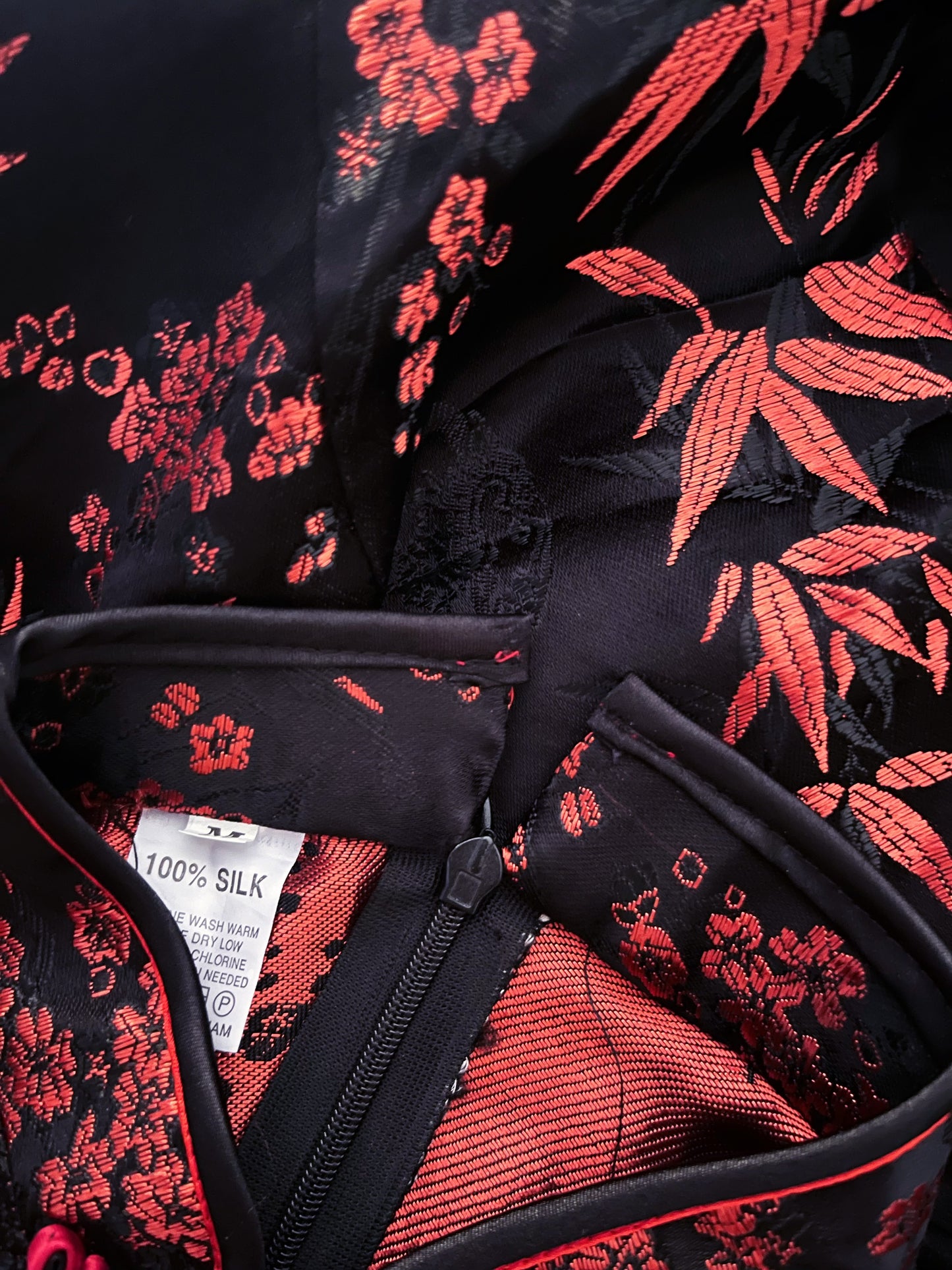 Iconic Silk qipao black & red embroidered dress ❤️