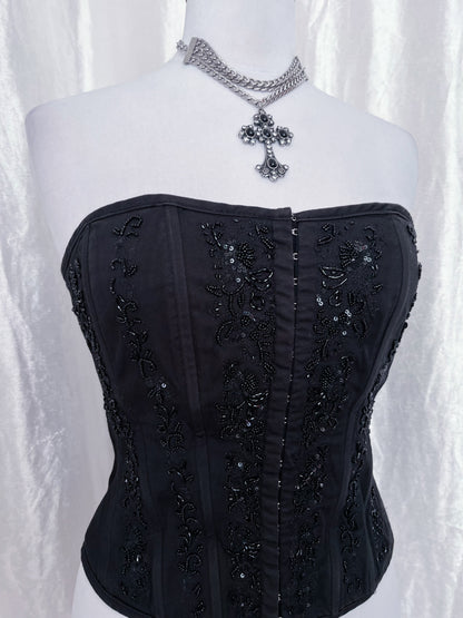 Dark fairy cotton embroidered corset 🧚🏻