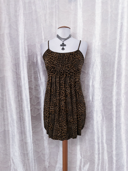 Alternative mesh double-layered leopard print dress 🐆♠️