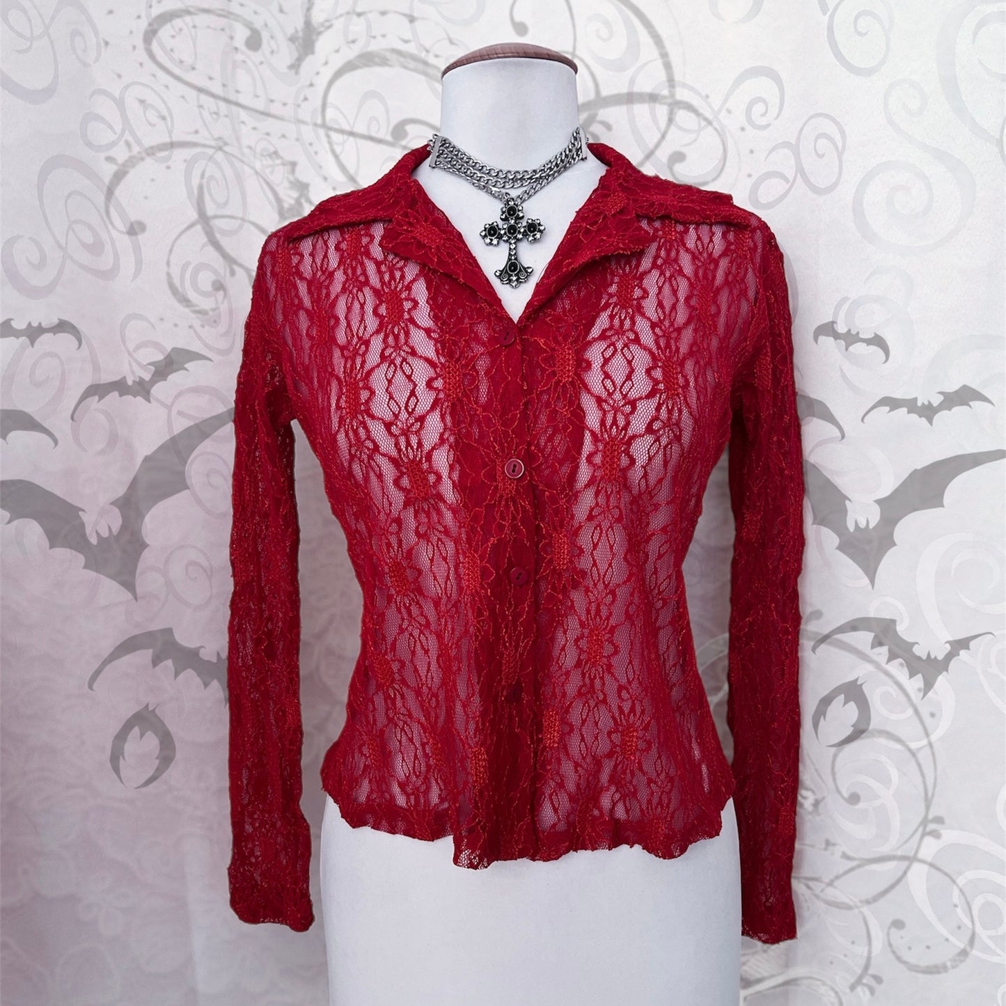00’s deadstock vampire lacey red shirt 🫀