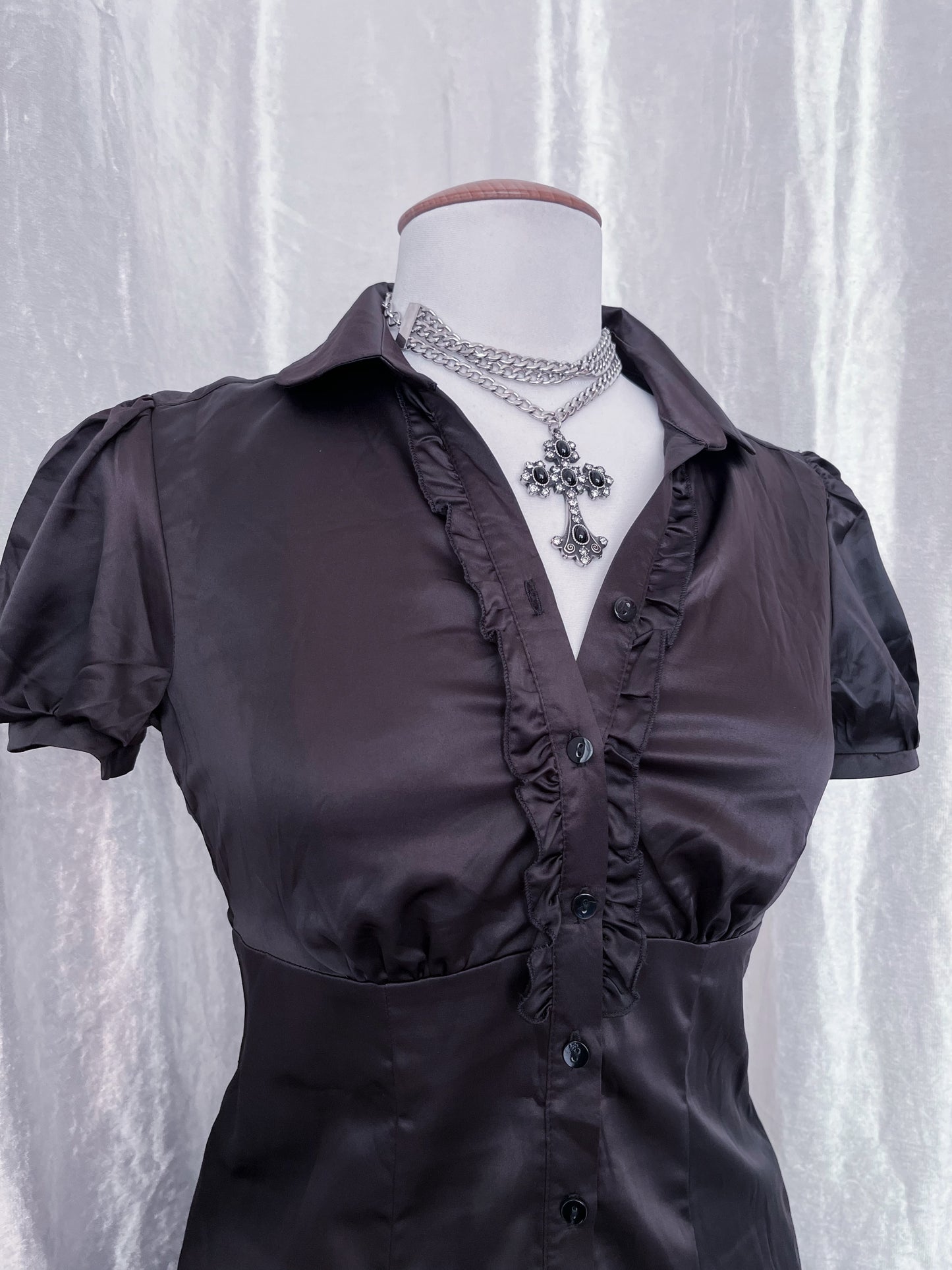 Dark coquette silky shirt🕷️