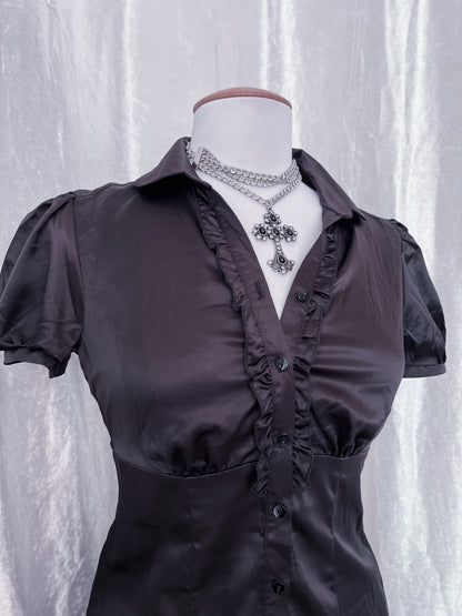 Dark coquette silky shirt🕷️