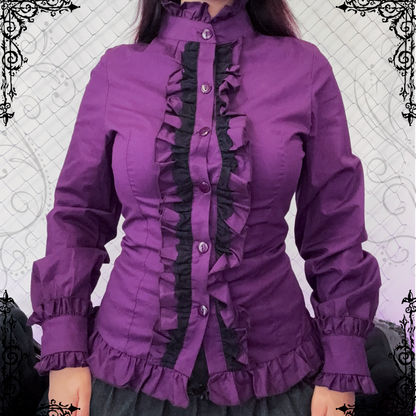 Dracula Victorian purple blouse with ruffle detail .⋆♱