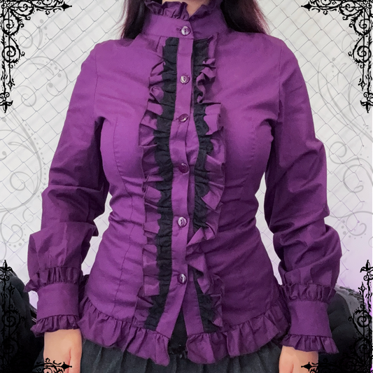 Dracula Victorian purple blouse with ruffle detail .⋆♱