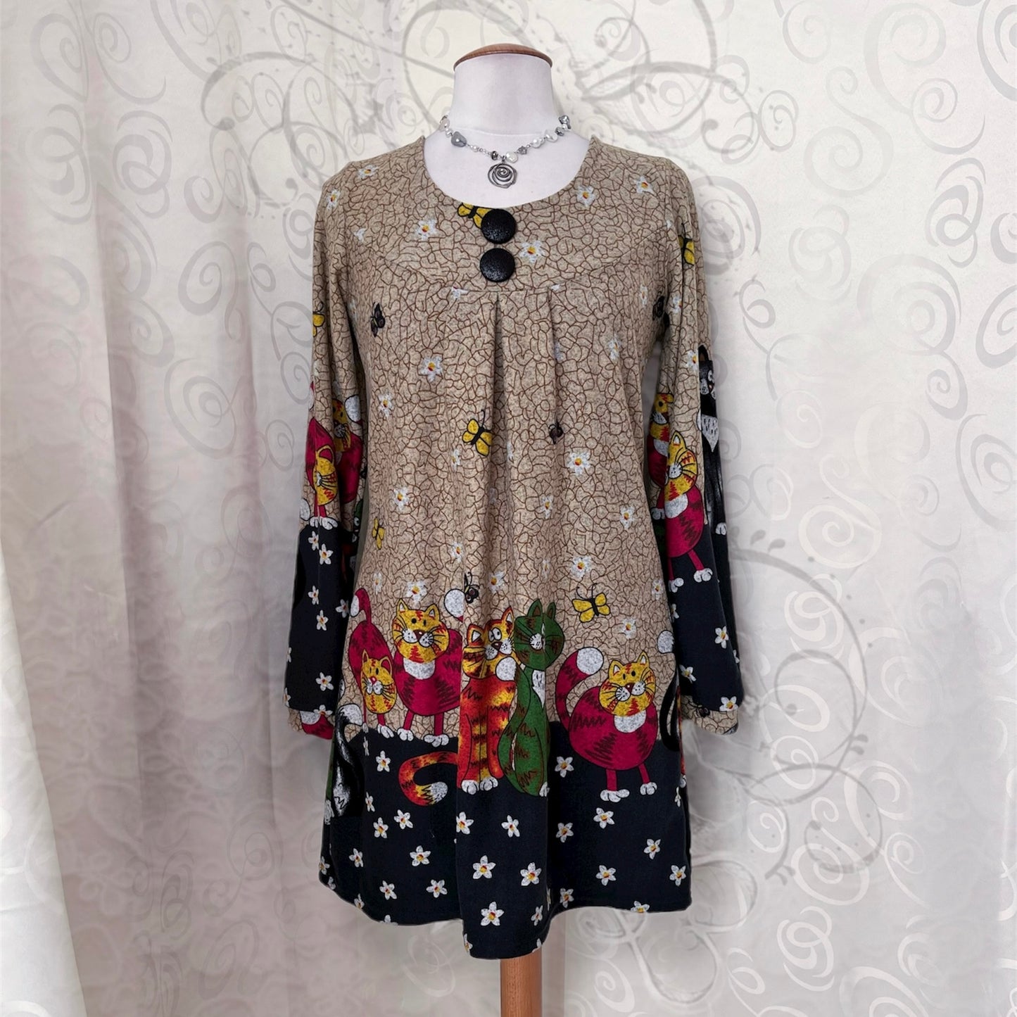 00's Whimsy Twee dress with kittens design🐈😽