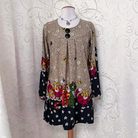 00's Whimsy Twee dress with kittens design🐈😽