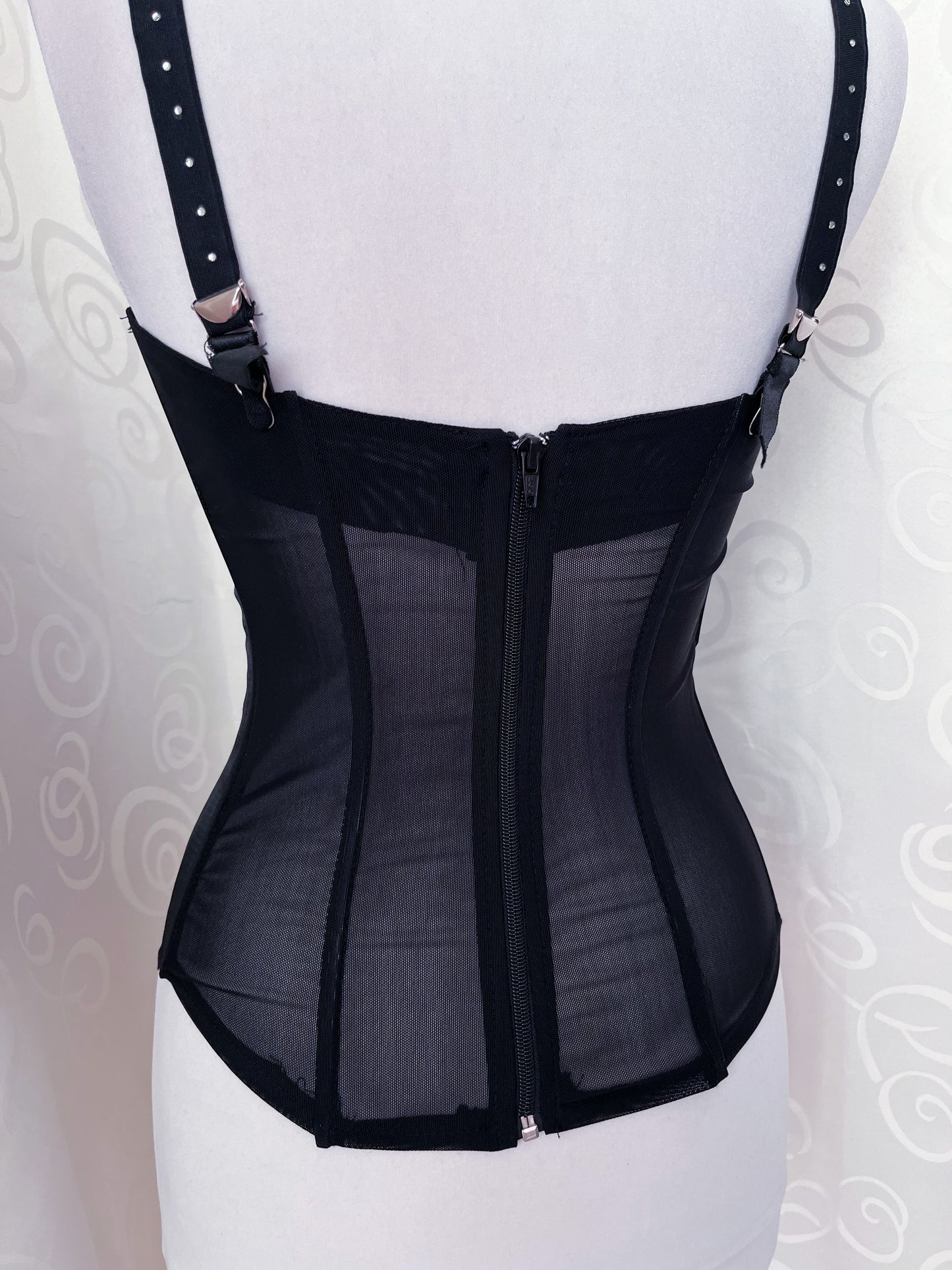 Gothic black lace-up corset top 🦇
