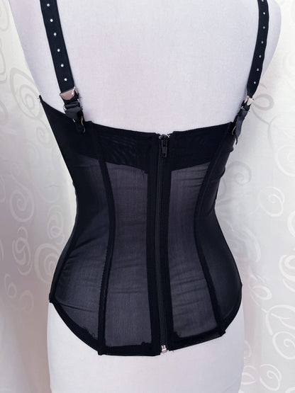 Gothic black lace-up corset top 🦇