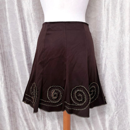 00’s fairy earthcore brown skirt with spiral details 🌀