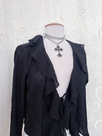 Whimsygoth ruffle sheer top 🌀🕷️