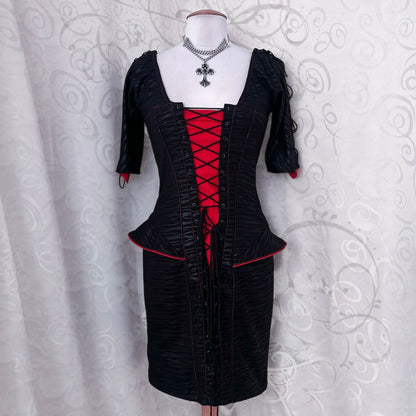 Iconic Vampire Gothic lace-up dress with zebra print ❤️🧛🏼‍♀️