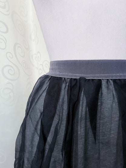 Dark coquette tulle grey & black skirt with velvet waistband 🖤