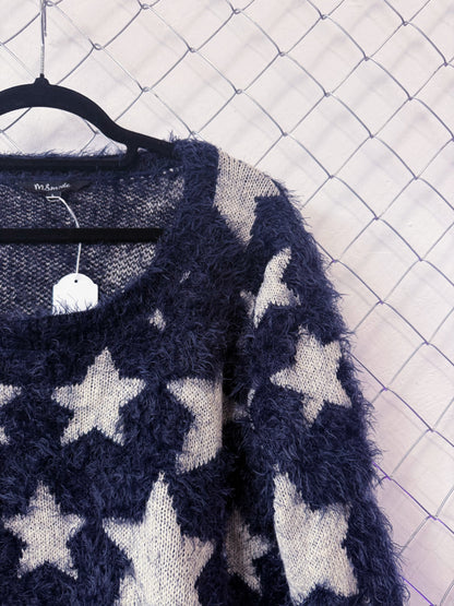 Coraline-style starry blue sweater 🗝 ⚉ 🪡 🐈‍⬛