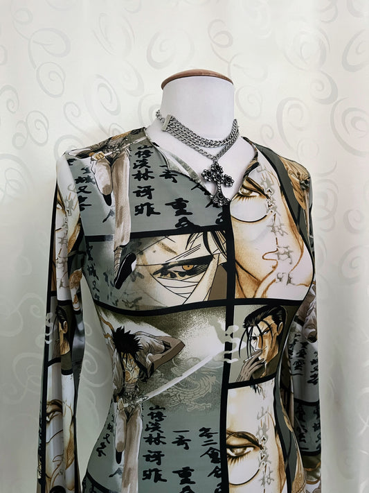 00’s/Y2K anime samurai manga style top 👺