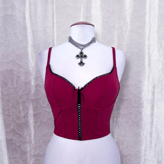 Hot burgundy crop corset top 🎀