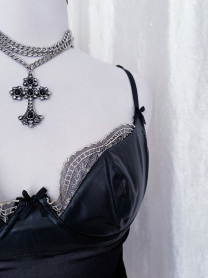 Gothic mesh & faux leather corset top 🎀