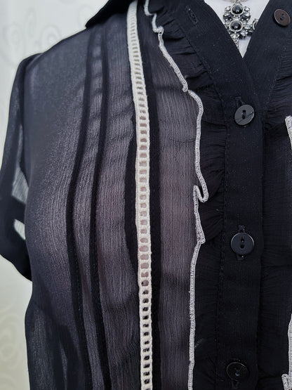 Dark coquette/Gothic mesh shirt 🕷️🎞️