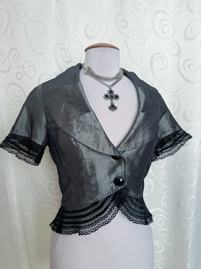 Whimsygoth satin silver bolero 🩶🌀
