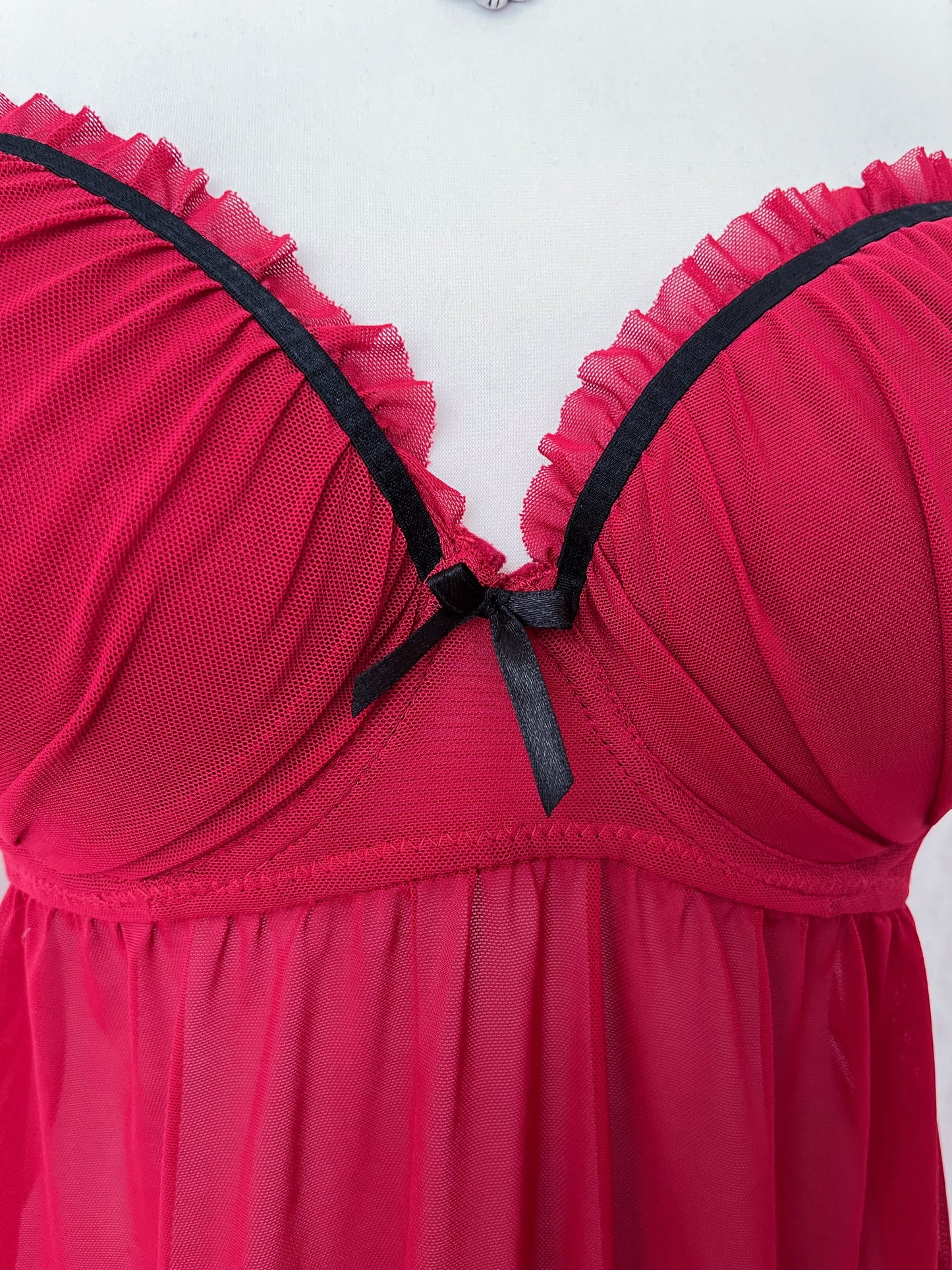 Burgundy mesh babydoll 🩸🎀