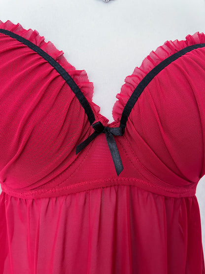 Burgundy mesh babydoll 🩸🎀