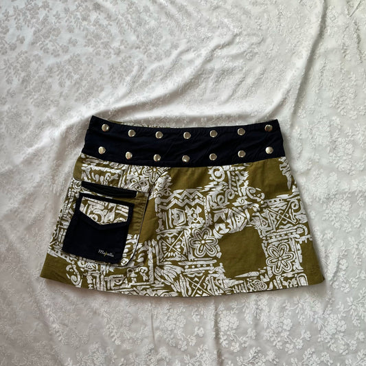 Wrap around double-face mini cotton skirt