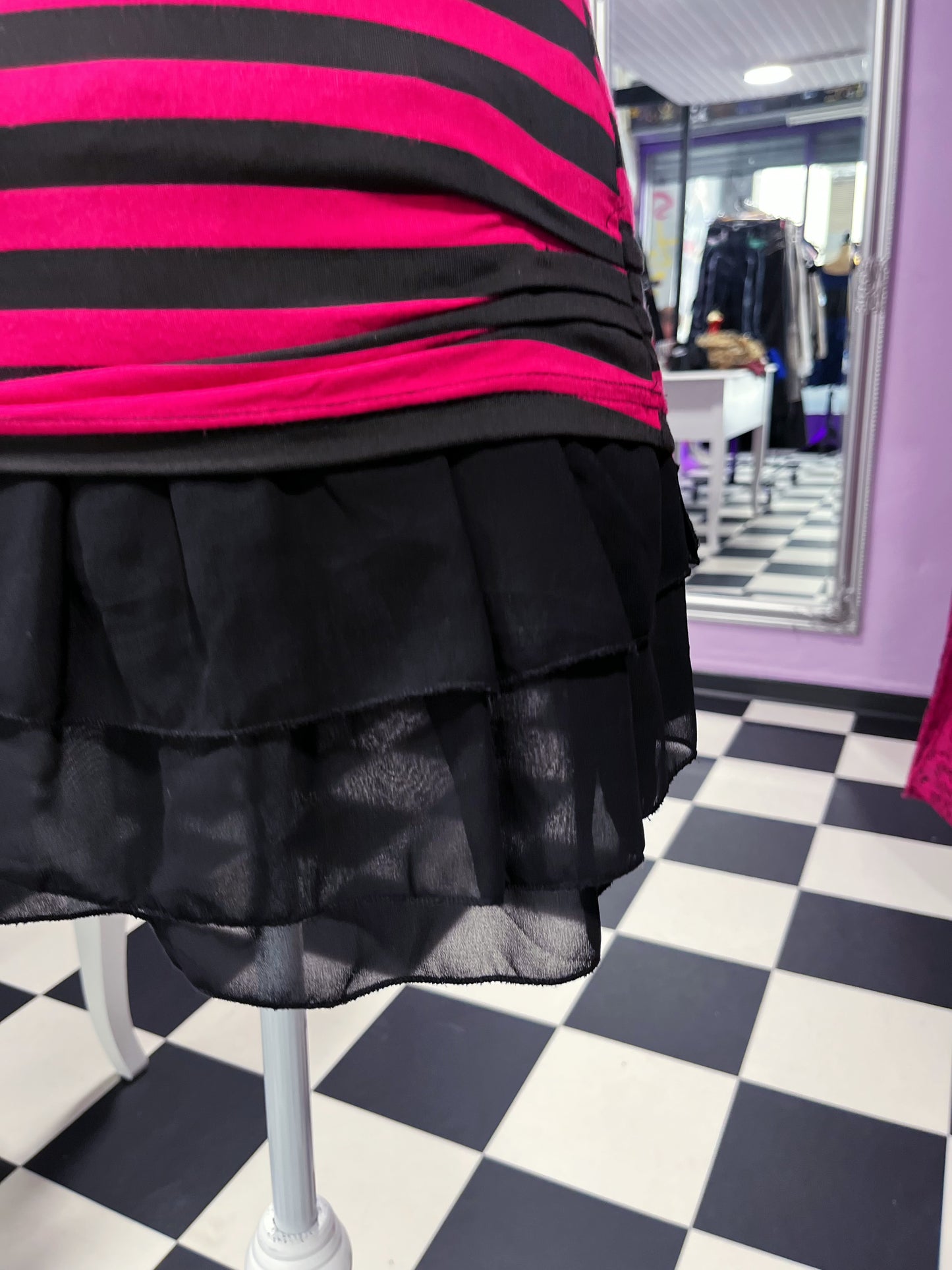 00’s emo/scene striped tunic with mesh details 💕