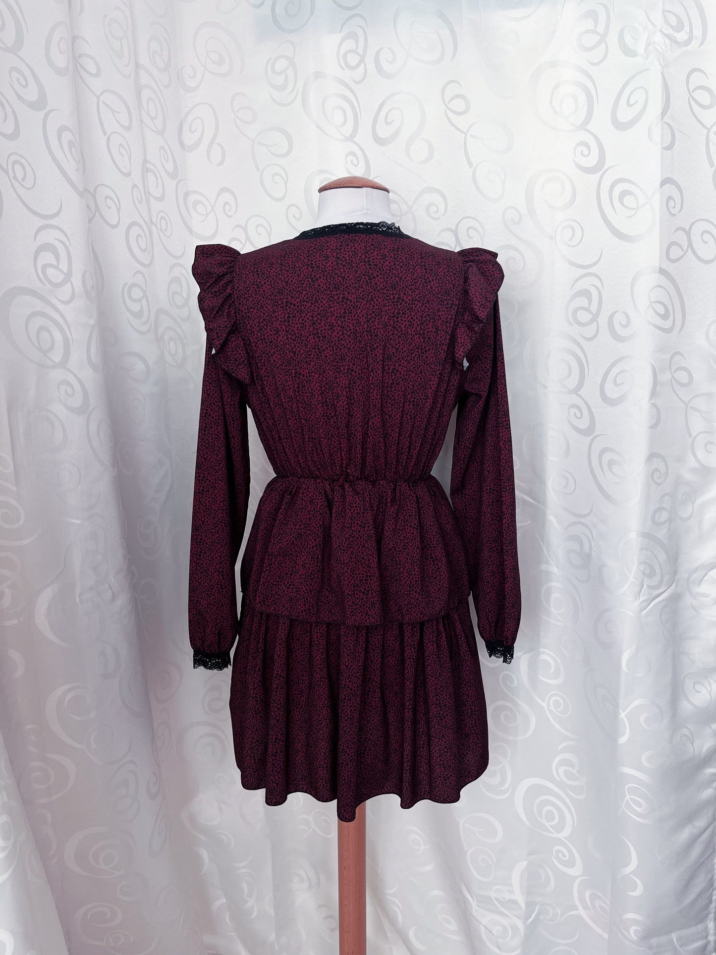 Gothic lolita / Jirai kei burgundy dress with leopard print ✝️