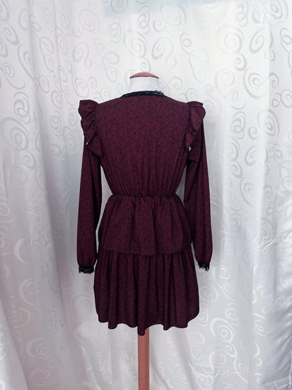 Gothic lolita / Jirai kei burgundy dress with leopard print ✝️