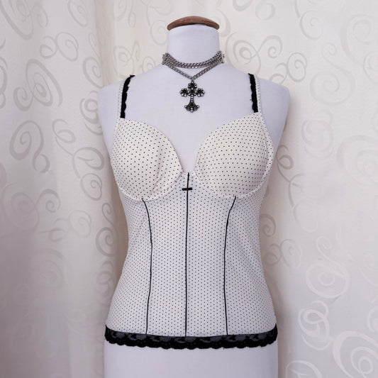 Twee white polka dot bustier top 🍓🌀🗝️