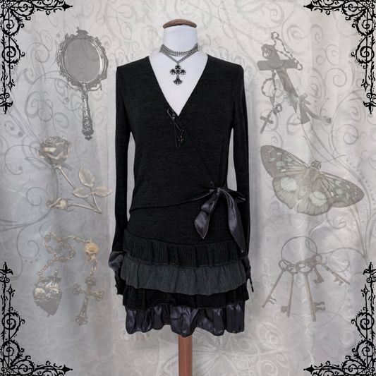 00’s Whimsy Dark Coquette knit dress 🗝️🎞️