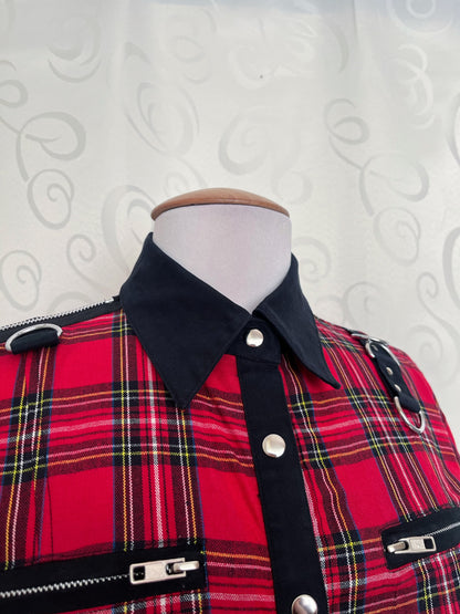 00’s Punk checked cotton shirt with zipper & hoops details 🎸