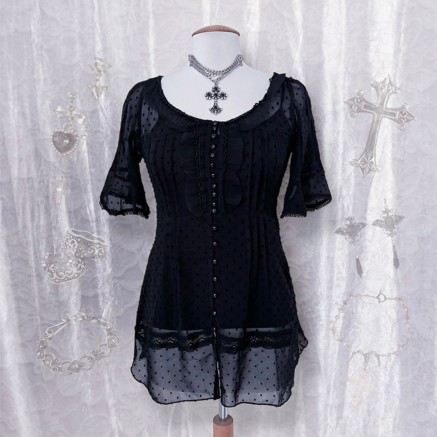 Lucy Paris Gothic lolita style mesh shirt with tank top 🎀