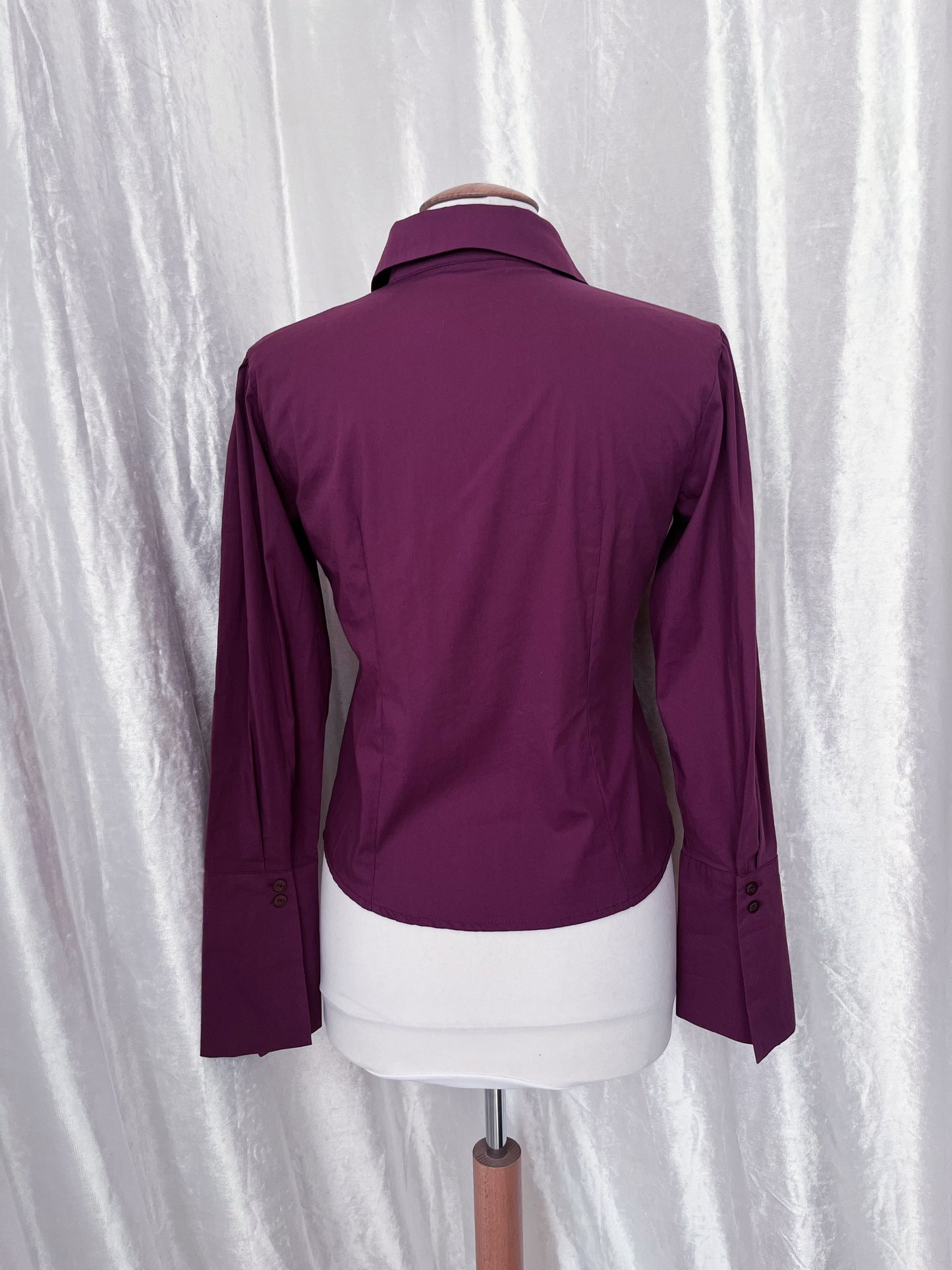 Gothic coquette bright purple cotton shirt with ruffle detail 💜