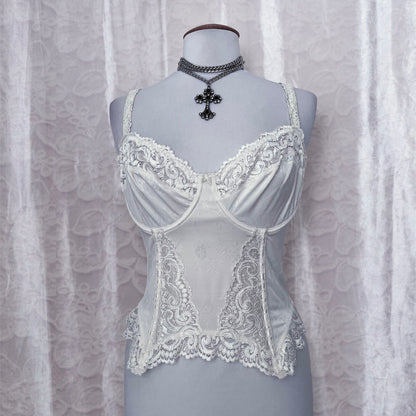 00’s angelic white lingerie corset with embossed & lace details 🪽