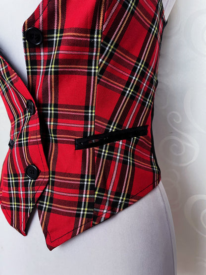 00’s punk tartan vest with satin back 🫀🫶