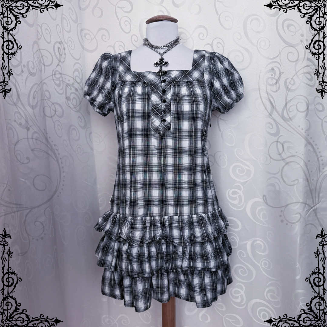 Horror Protagonist/Dark Coquette plaid mini dress 🎞️🗝️