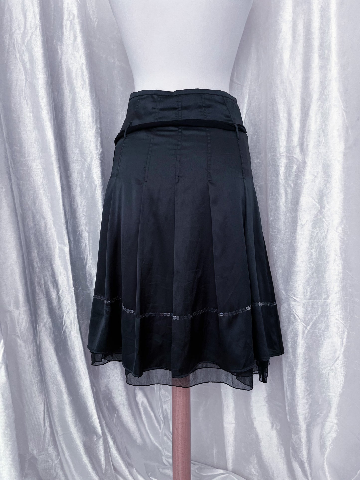 Whimsy black midi skirt with sequin & tulle detail 🕸️