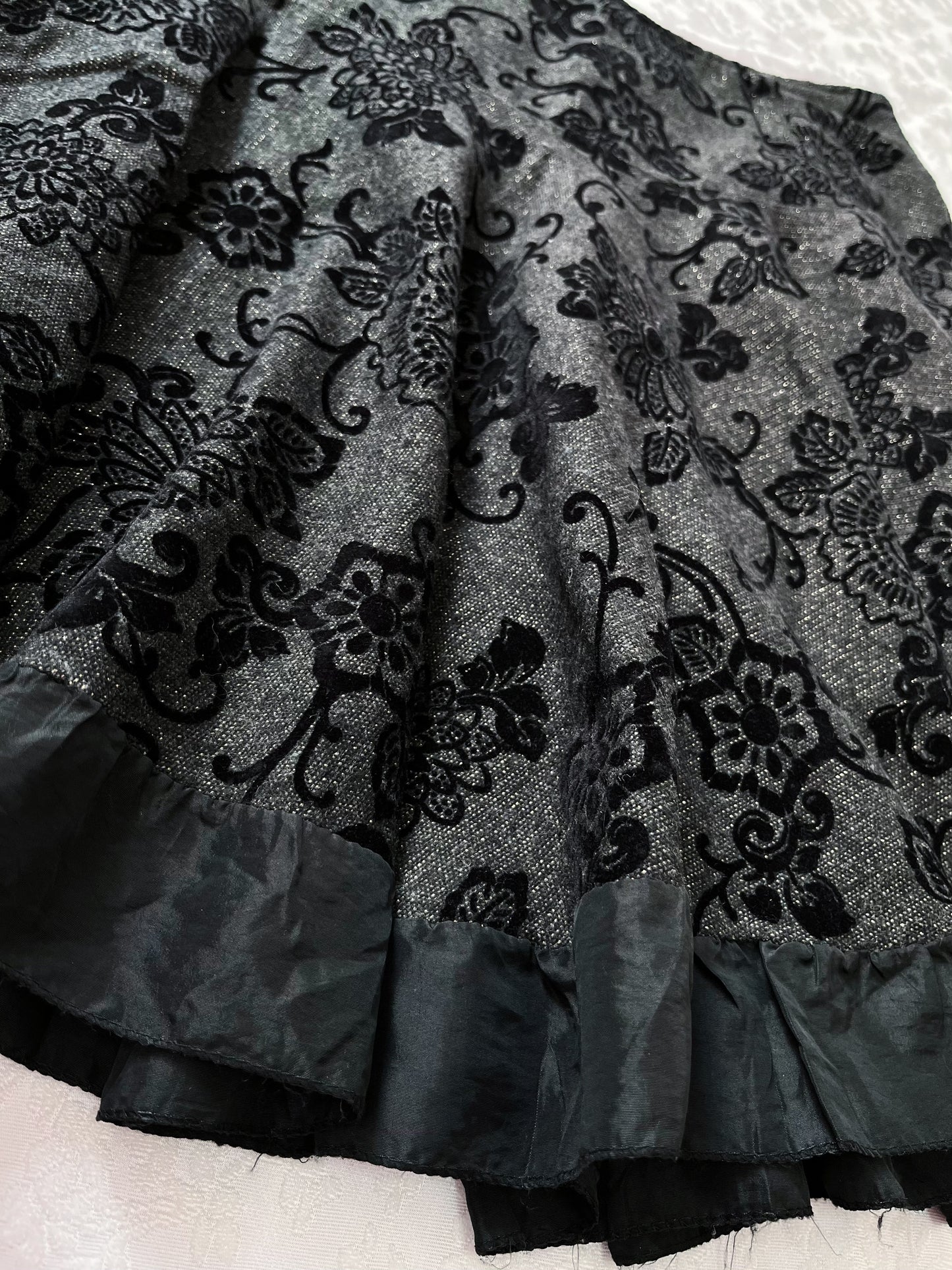 Whimsy goth winter skirt with velvet details