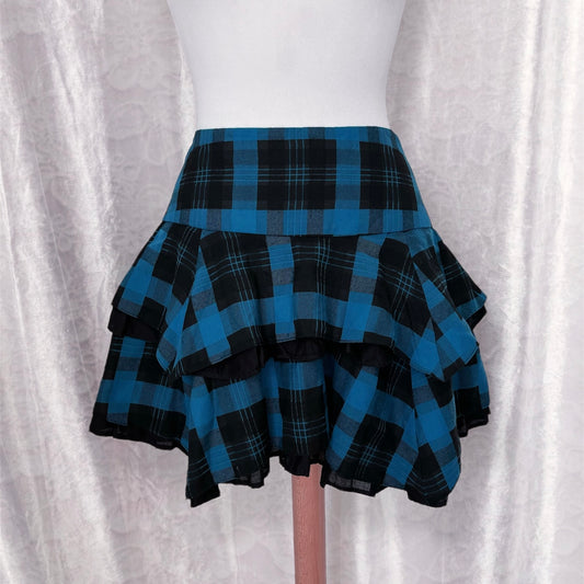 Alt plaid teal skirt 💙🖤