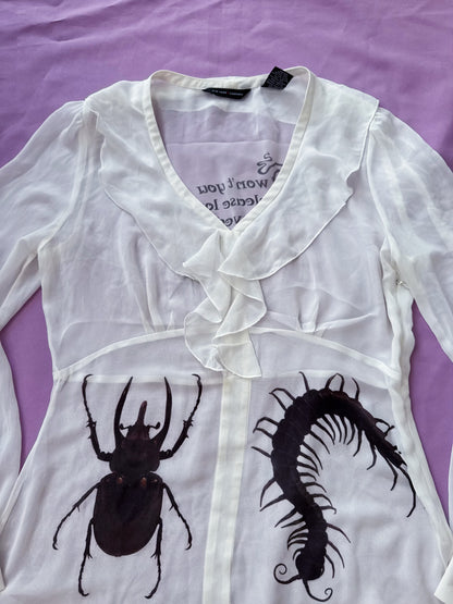 REWORKED whimsy Loved the Unloved see-through ruffle top🐛🪲