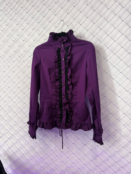 Dracula Victorian purple blouse with ruffle detail .⋆♱